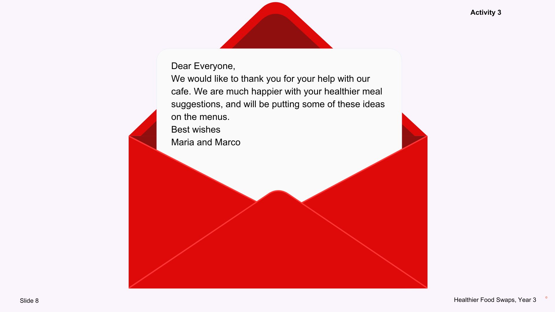 Year 3 (ages 7-8) Healthier food choices