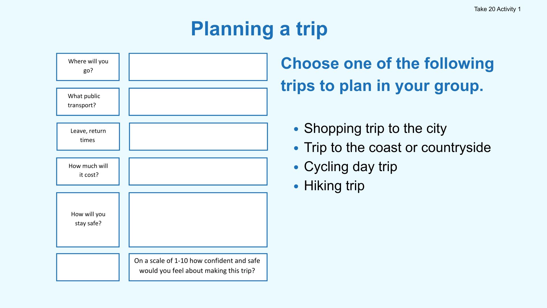 Age 11-12 Travel safety
