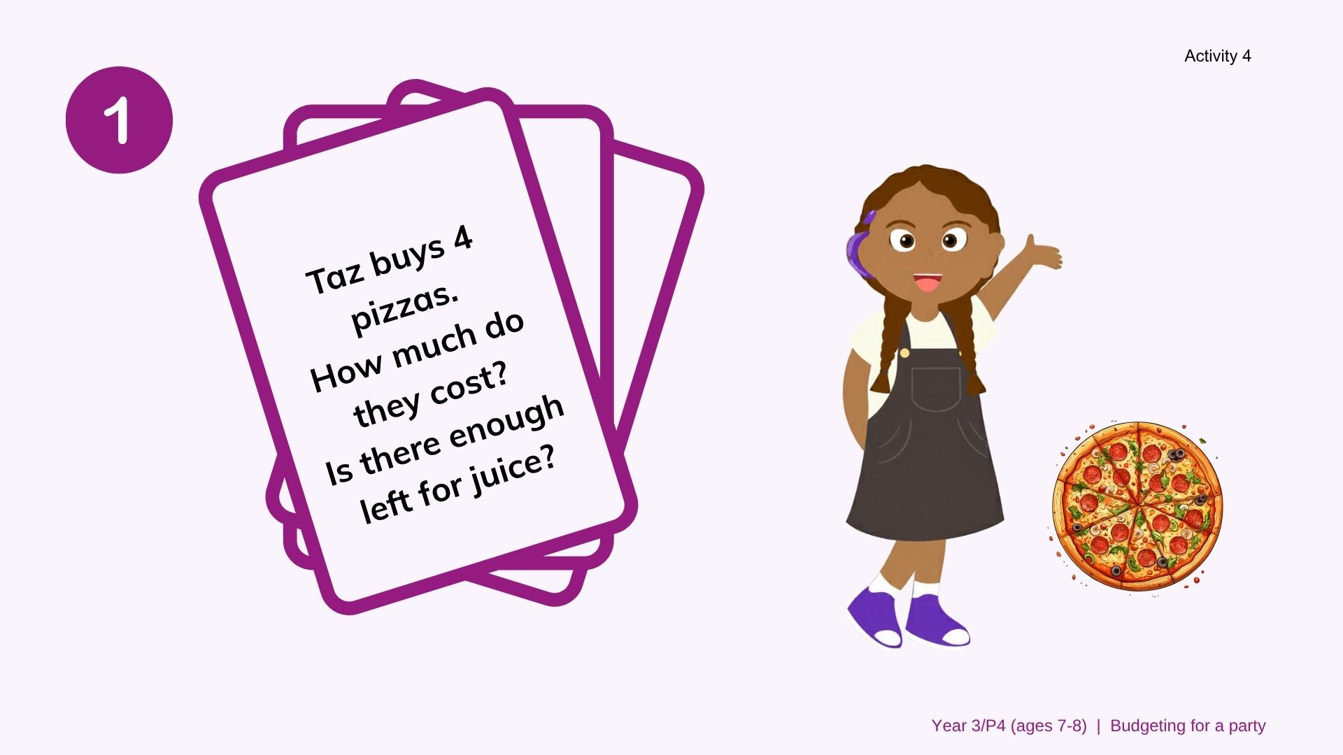 Year 3 / P4 (ages 7-8) Budgeting for a party