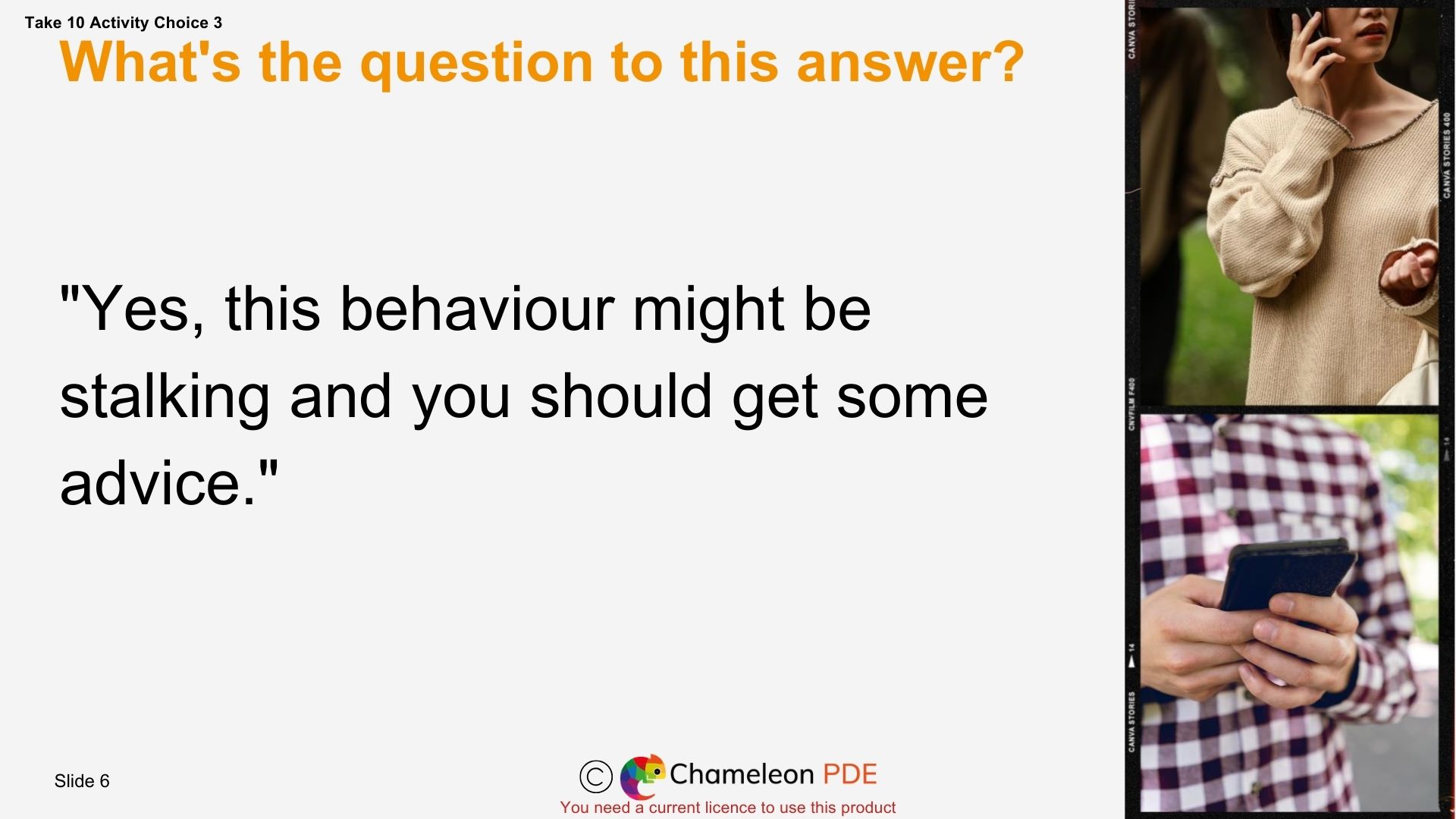 Sample pack. Age 14-16 Managing unwanted attention